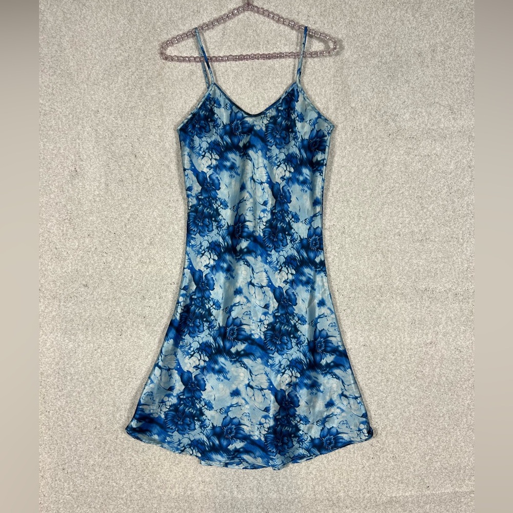 Easy Solutions Blue Floral Spaghetti Strap Dress